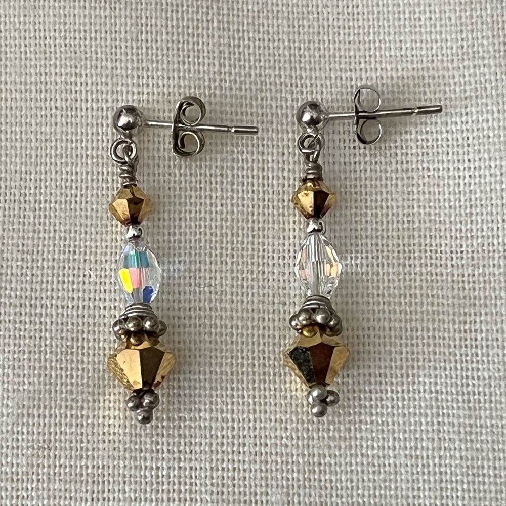 Elegant Gold and Silver Dangle Earrings